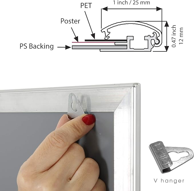 M&T Displays 8.5 x 11 Picture Frame, Front Loading Diploma Frame, Silver Color, 1" Profile Size, 50 Packs