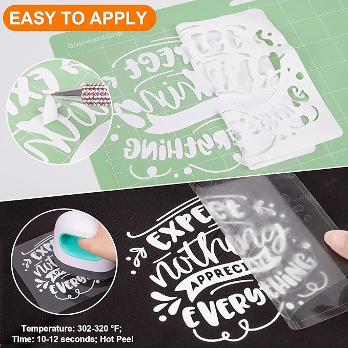 VINYL FROG Heat Transfer Vinyl Roll HTV Vinyl - 12" x5ft White Iron on Vinyl for T-Shirts, Heat Press Vinyl for DIY Craft Designs (White)