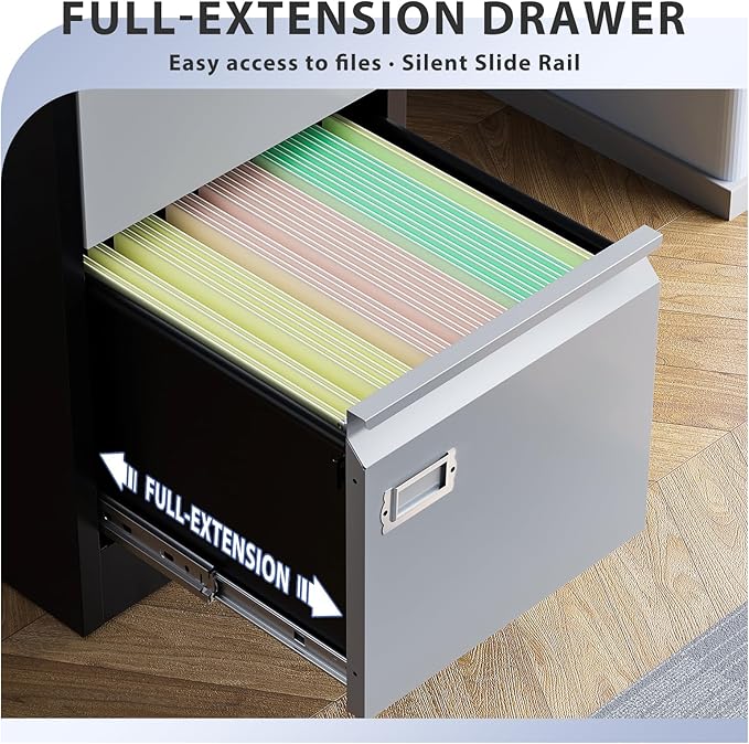 4 Drawer File Cabinet, Filing Cabinets for Home Office, Metal Vertical File Storage Cabinet with Lock, Locking File Cabinet for A4 Legal/Letter, 15" W x 17.7" D x 50.1" H, Assembly Required