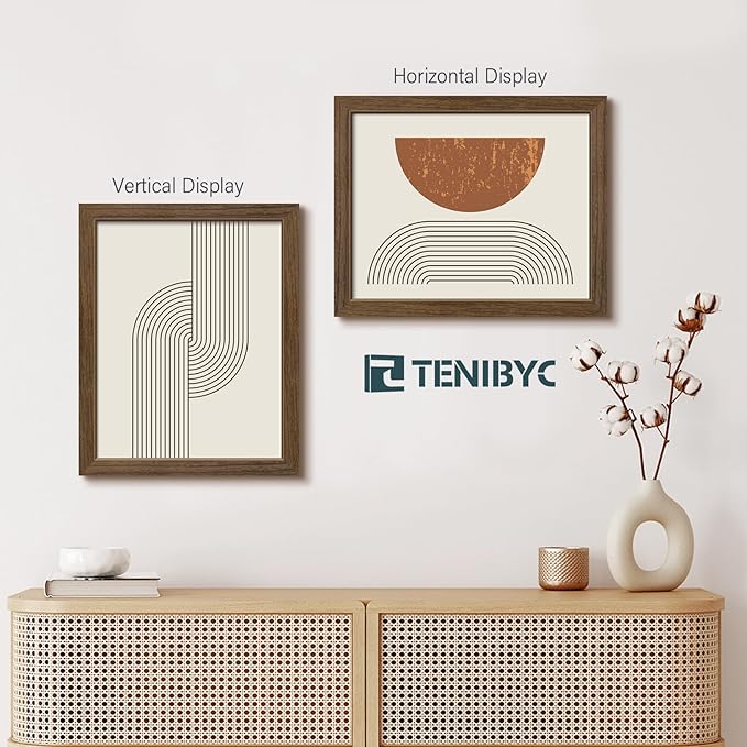 11x14 Picture Frame Set - 3 Pack, Brown Woodgrain, Wood Photo Frame, HD Tempered Glass, Wall Gallery Photo Frame