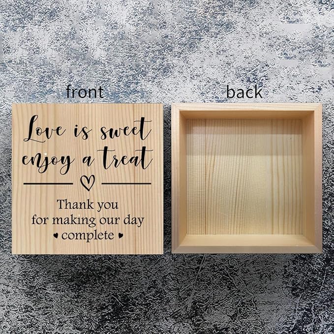 Wedding Wooden Box Sign Party Dessert Table Decorations for Tabletop Bookshelf Shelves Centerpiece Home Farmhouse Bedroom Rustic Square Desk Anniversary Wood Color