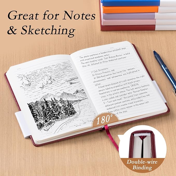 deli A5 Lined Journal Notebook, 160 Pages Hardcover Writing Notebook, 5.5"x8.2" College Ruled Notebook for Office, School, Work Notes (Red)