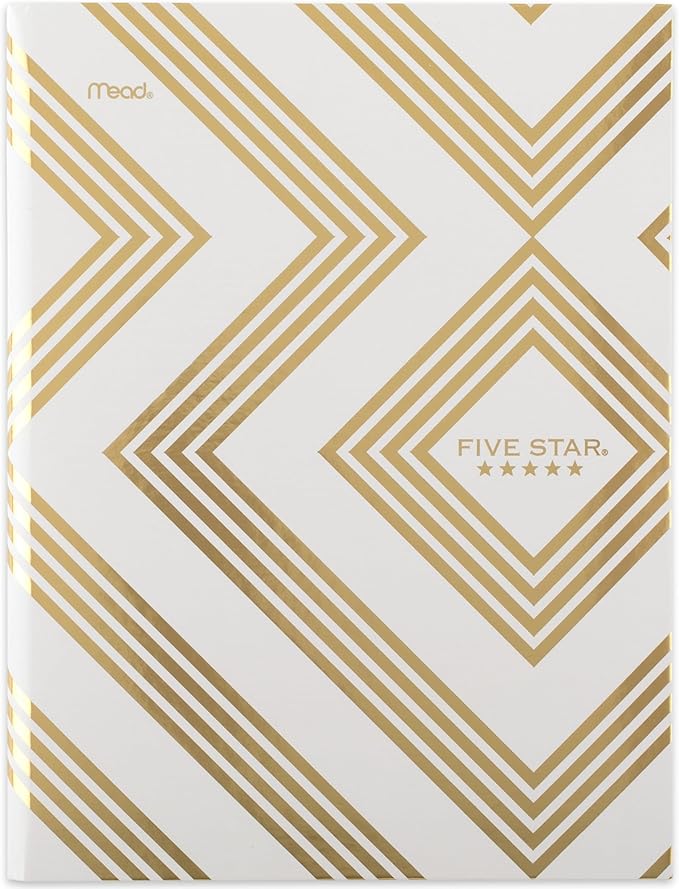 Five Star Composition Book, College Ruled Paper, 7-1/2" x 9-3/4", 80 Sheets, Hardcover, Metallic Gold Geo (850165F-ECM)