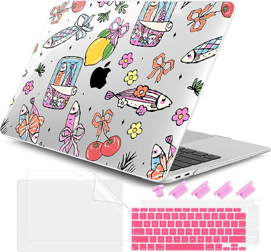 DONGKE for MacBook Air 13 Inch Case 2021-2018, Compatible with A2337 M1 A2179 A1932 Support Retina Display & Touch ID, Hard Shell Plastic Cover with Keyboard Skin - Sardine