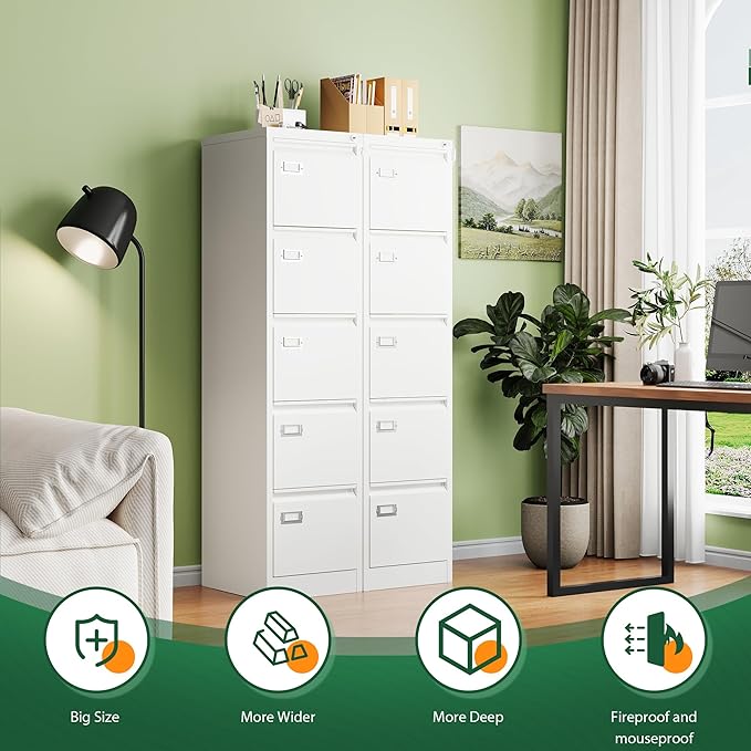 Letaya 4 Drawer File Cabinet with Lock,Metal Office Filing Cabinets for Home Office- Storage A4/F4/Letter/Legal -Assembly Required (White)