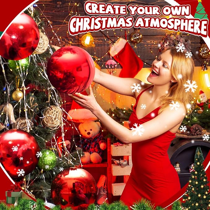 80 Pcs Christmas Ball Ornaments 4 Inch UV Resistant and Waterproof Shatterproof Shiny Plastic Christmas Tree Hanging Ornaments Decoration for Indoor Outdoor Holiday Party(Red)