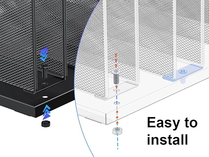 gianotter Desktop File Organizer, Desk Organizer with 5 Compartments, Paper Organizer for Desk, Workspace Organizers for Office Supplies (Black)