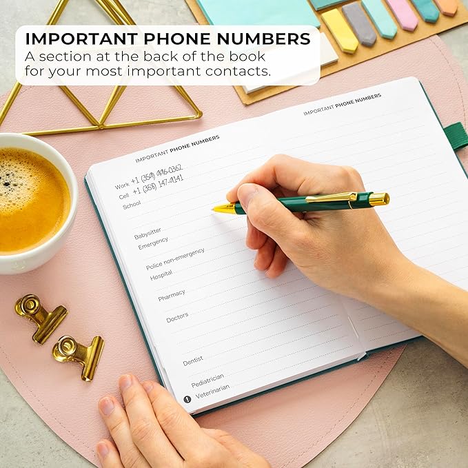 Clever Fox Address Book with alphabetic tabs - PU Leather Telephone and Address Book for Keeping Contacts Safe, Contact Organizer Journal, Medium Size (5.3″ x 7.7″) Hardcover, Dark Teal