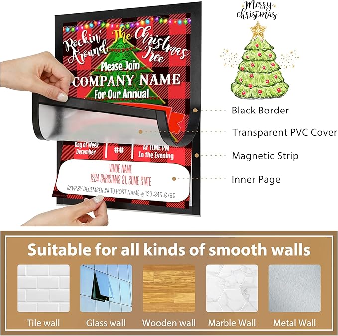 8.5"x 11"Magnetic Sign Holder, Double Sided Window Self-adhesive Frame, Transparent PVC and Strong Magnetic Display Frame for Home/Office/Poster/Certificate/Artwork Display(Black,10Pack)