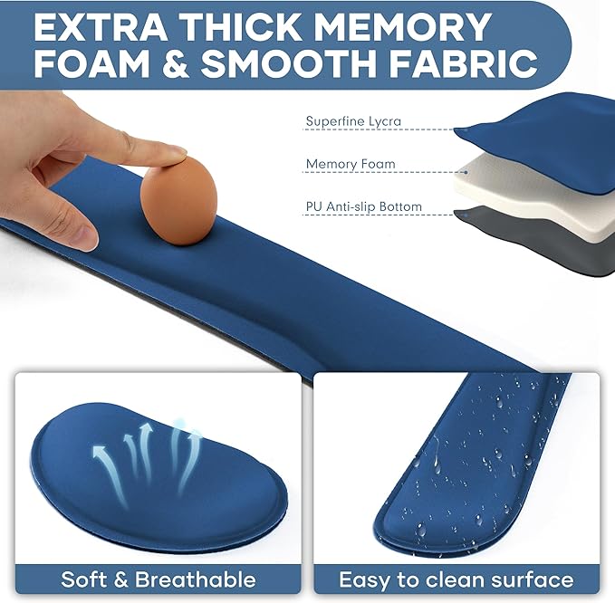 Office Ergonomic Memory Foam Computer Mouse and Keyboard Wrist Rest pad Support Carpal Tunnel, Wrist Rest for Keyboard and Mouse, Wrist Support Set