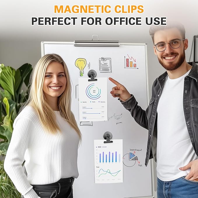 Grtard 48pack Magnetic Clips Heavy Duty, Black Magnet Clips for Fridge, Refrigerator Magnets, Scratch Free Magnets with Clip, Strong Magnetic Clip for Refrigerator, Whiteboard, Locker, Classroom