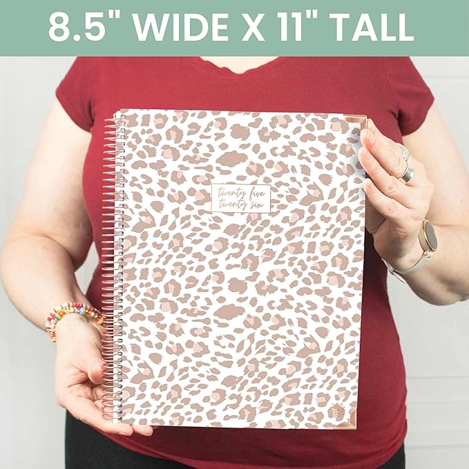 bloom daily planners HARDCOVER Planner 2025-2026 (8.5" x 11") Academic Year (July 2025 - July 2026) - Task Goal Organizer - Monthly & Weekly Inspirational Agenda Book - Tan Leopard