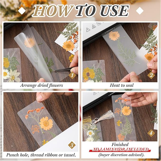 150 Pcs DIY Pressed Dried Flower Bookmark Making Kit, DIY Bookmark Bulk Thanksgiving Teacher Gifts for Reading Women Book Lovers(2 x 6 Inch,Light Colors)