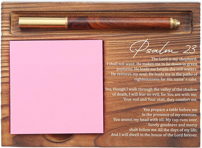 Psalm 23 Sticky Note Holder, Christian Desk Organizer for Religious Social Worker Therapist Counselor Educators Gift for Office Self-Stick Note Pad Holders EDP106