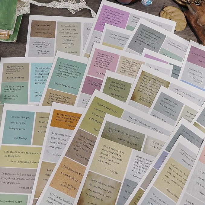 Scrapbook Supplies - 24 Sheets 246 Pcs Word Quote Stickers, Junk Journal Supplies for Scrapbooking, Bullet Journal, DIY Craft Card Making