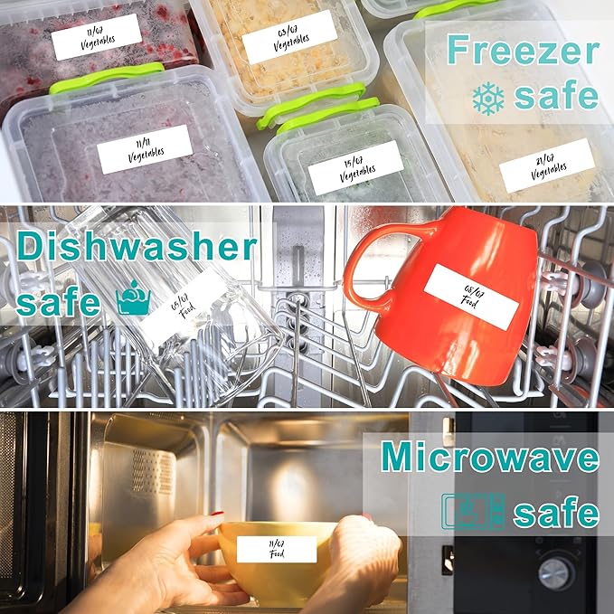 CATIFLIN 600 Blank Removable Freezer Label Stickers, 1”x3” Waterproof Adhesive Paper Tags with Perforation, Easy to Write & Peel for Food Jars, Bottles, Containers, Refrigerator, Storage