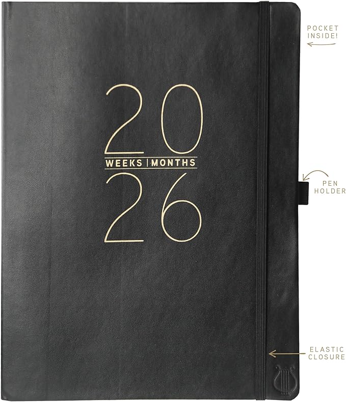 Graphique 2026 Apollo Business Planner | 18 Month Organizer, July 2025 - Dec. 2026 | Weekly & Monthly Spreads | To-Do List & Note Pages | Pen Loop | Vegan Leather | Classic Black | 8” x 10”