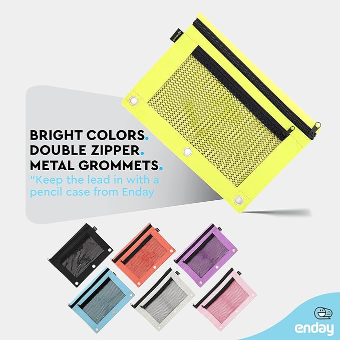 Enday Green Pencil Pouch For 3 Ring Binder, Zippered Binder Pencil Pouches, 3 Ring Pencil Pouch for Binder, Pencil Case for Binder, Large Pencil Bags for School, Home, and Office (2 Pack)