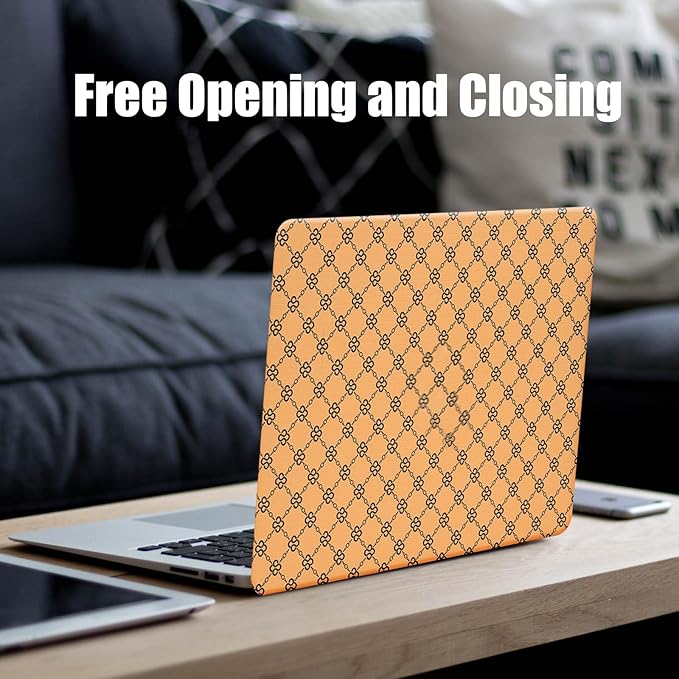 DTangLsm Compatible with MacBook Air 13 inch Case 2025-2022 M4 M3 M2 A3240 A3113 A2681, Luxury Checkered Textured Vintage Leather Retro Hard Shell Case for MacBook Air 13.6 inch+Keyboard Cover,Yellow