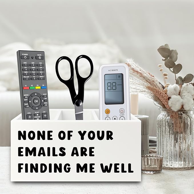 Funny Office Pen Pencil Holder Organizer for Desk, Sarcastic Gifts for Women Men, Funny Coworkers Gifts Wooden Box Sign for Home Office Desk Tabletop Decorations