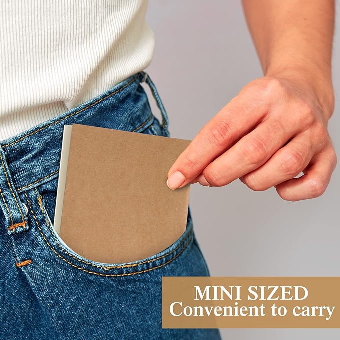 100 Pieces Mini Notebook Bulk Set Small Kraft Paper Blank Lined Journals Pocket Journal Sketchbooks for Kids Drawing Sketchbook Office Supplies 4 x 4 Inch Small Notebooks with 24 Sheets (Blank, Lined)