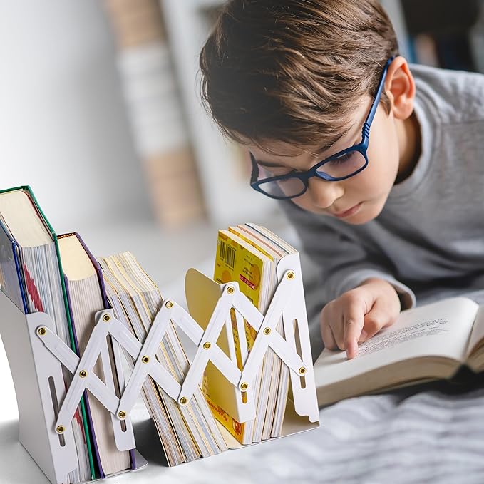 Officemate Adjustable Bookends, Expandable: 4"-18", White (93192)