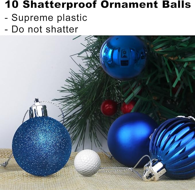 Royal Blue 3.2" Large Christmas Balls - Christmas Tree Decoration Ornaments Shatterproof Hanging Balls for Birthday Halloween Holiday Wedding Decorations Set of 10pcs