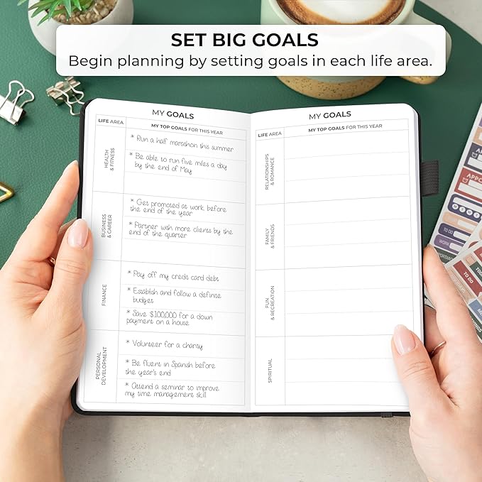 Clever Fox Pocket Planner Weekly – Undated Monthly Goal Planner and Calendar, Mini Planner Perfect for Purse, 3.7x6.7" (Black)