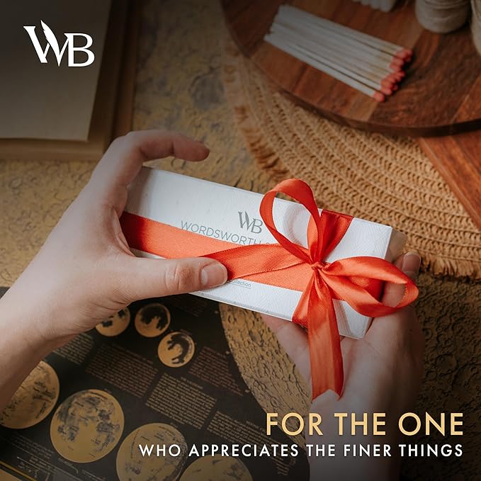 Wordsworth and Black Ballpoint Pen Set - Stunning Luxury Pen Bamboo Blackwood Gold Finish, Refillable, Best Ball Pen for Men & Women, Black Ink Refill, Elegant, Point Pen