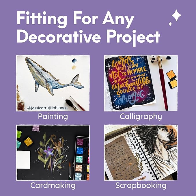 MozArt Supplies Komorebi Professional Metallic Watercolor Set - Portable Metal Box with Safety Lock and Fully Detachable Pans for Easy Customization - 24 Shimmering Colors for Arts and Crafts