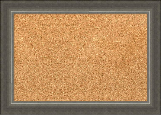 Amanti Art Natural Cork Board for Wall, 15x21 Vision Board with Silver Wood Frame, Small Corkboard Office Decor for Home Organization, Casual Corkboard Pinboard to Display Items for Home Organization