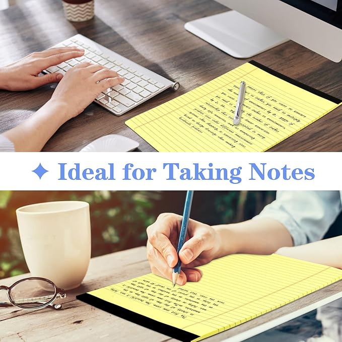 WINKIO Yellow Legal Pads, 3 Pack Writing Pads 8.5 x 11 inch, Micro Perforated Notebooks with Sturdy Back, Wide Ruled, 30 Sheets Per Writing Pad for School, College, Office, Professional