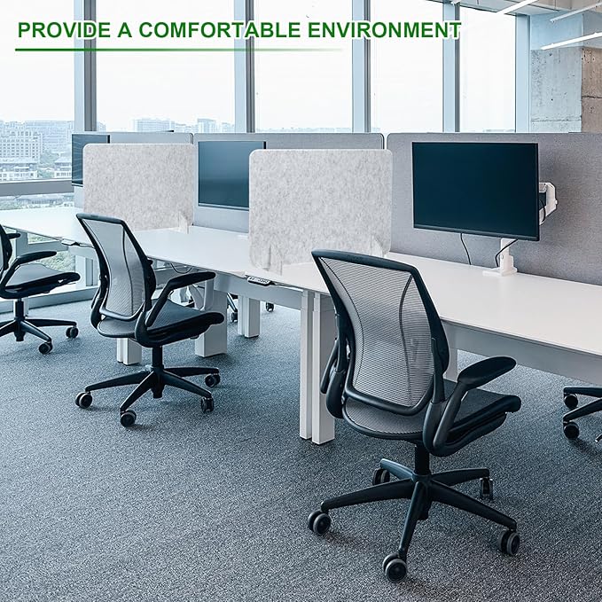 PATIKIL Desk Divider, 2 Set 24 x 24 Inch Acoustic Freestanding Desk Divider Desk Privacy Panel with 4 Pcs Support Feet for Library Office Workstation, Dark Grey