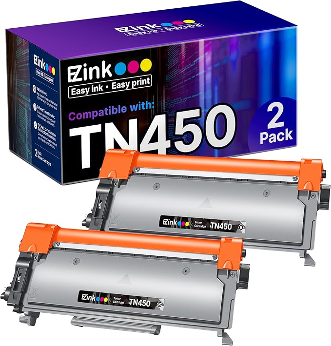 E-Z Ink Compatible Toner Cartridge Replacement for Brother TN450 TN420 TN-450 TN-420 Compatible with HL-2270DW HL-2280DW HL-2230 MFC-7360N MFC-7860DW DCP-7065DN Intellifax 2840 2940 (2 Black)
