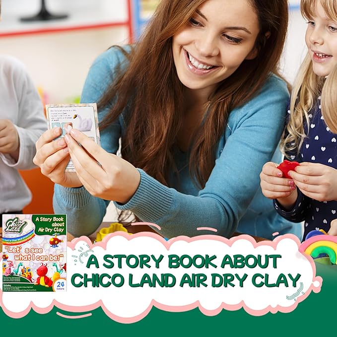 Chico Land 24 Colors Air Dry Clay, Gift for Boys & Girls Age 4+ Year Old, DIY Model Modeling Clay kit for Kids, with Sculpting Tools, Storage Bags, Kids Art Crafts