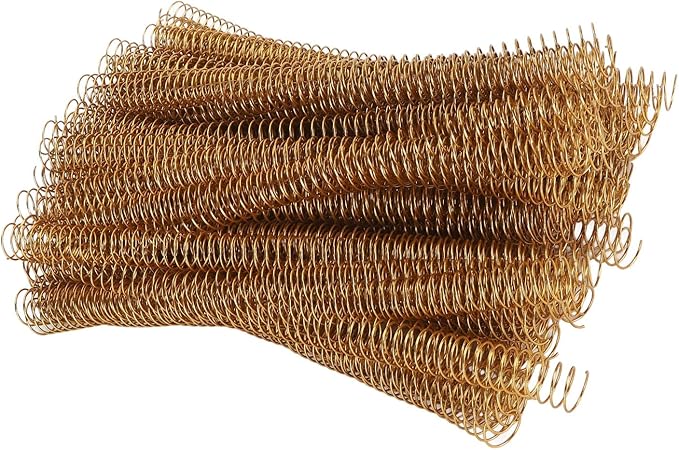 100pcs Total Spiral Binding Coil, 170 Sheets Capacity 4:1 Pitch and 48 Loops 360 Degree Rotation Wire Binding Spines for Size Paper of 8.5 x 11inch, Set Kit for A4 (Gold)