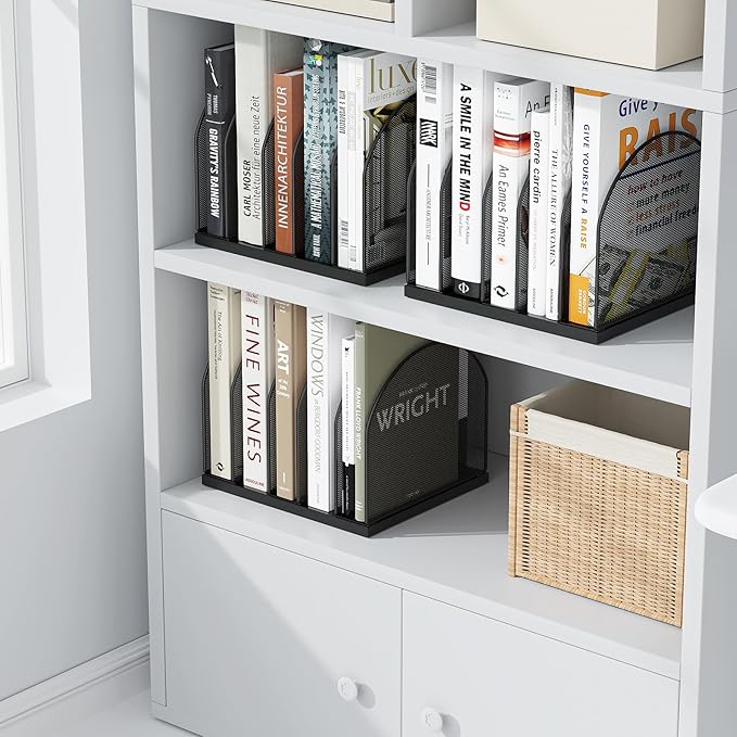 gianotter Desktop File Organizer, Desk Organizer with 5 Compartments, Paper Organizer for Desk, Workspace Organizers for Office Supplies (Black)