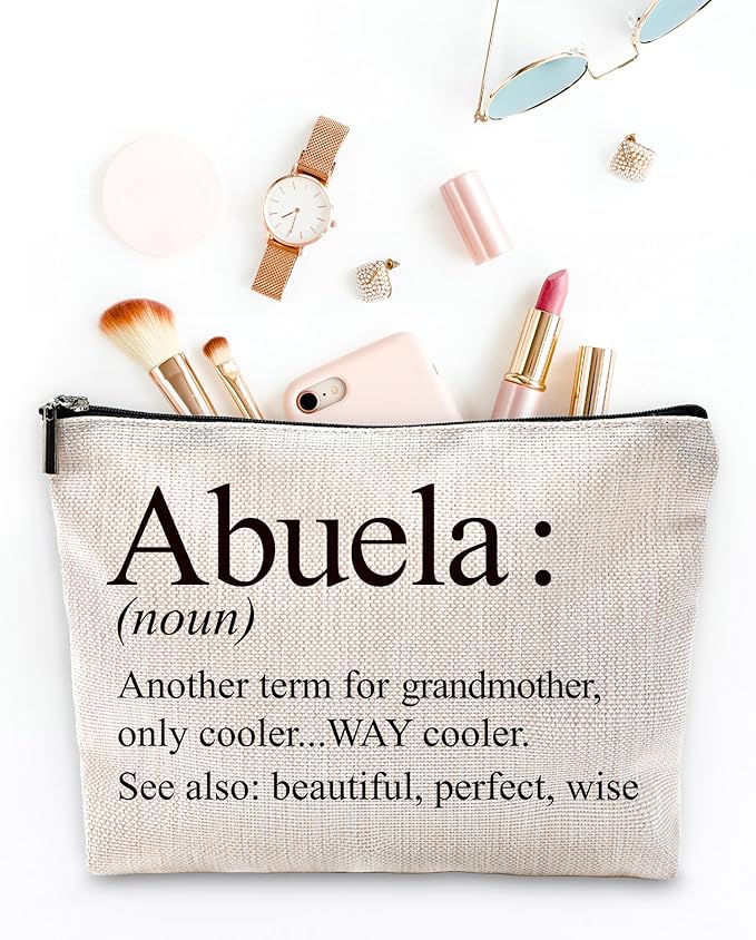 Sufamb Abuela Gifts Makeup Bag, Abuela Gifts for Mother's Day Birthday from Grandkids Cosmetic Bags, Best Grandma Gift Portable Small Toiletry Bag Zipper Makeup Pouch