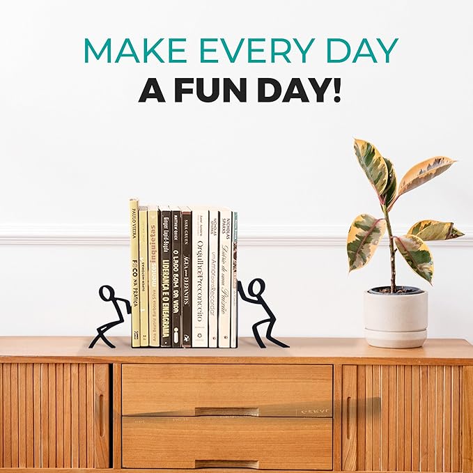 Toni Book Sider – Metal Book Holder, Black – Keeps Books Upright, Adds a Modern Touch, Ideal for Home or Office – Stylish Organization and Decor – Geguton