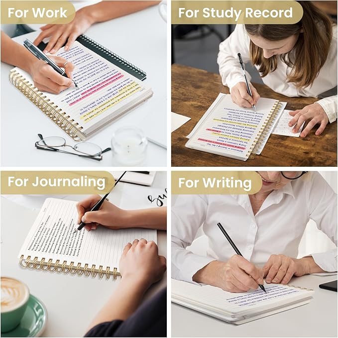 Lined Spiral Notebook Journal for Work, 300 Pages Thick B5 (7.1"x10") College Ruled Journal for Women & Writing, Hardcover Notebook for Note Taking, Perfect for Office Home School Supplies, Grey Beige