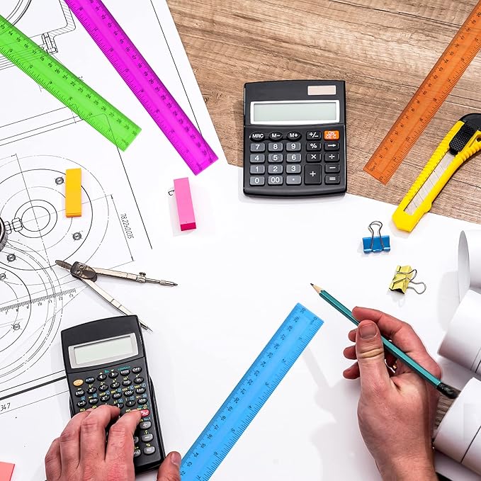 30PCS Clear Ruler, 12 Inch Plastic Rulers for School, Home, or Office, Clear Plastic Rulers, Assorted Colors.