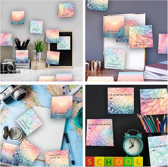 9 Dreamy Pastel Gradient Sticky Notes - Self-Adhesive Note Pads & Memo Notes for School, Office, Home Supplies - Students & Teachers Gift