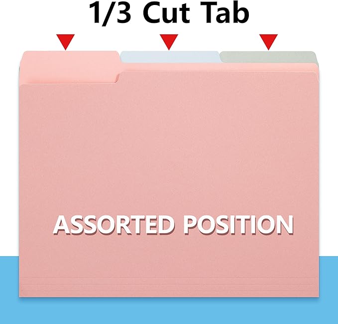 Colorful File Folders with Tabs –Colored File Folders,1/3 Cut Top Tabs,Letter Size,Durable 11pt Paper,Two Tone, Assorted Colors,Bulk 18 Pack(2444U)