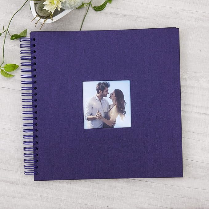 12 x 12 Inch Large DIY Scrapbook Photo Album with Window Design Cover 80 Pages Craft Paper Memory Book for Weeding Anniversary Travel and Baby (Purple)