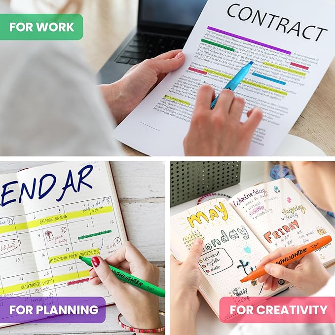 Taja 30 Pack Highlighters Bulk Assorted Bright Colors, 6 Colors Chisel Tip Highlighters Markers Set with No Bleed Ink, Perfect for School & Office Supplies