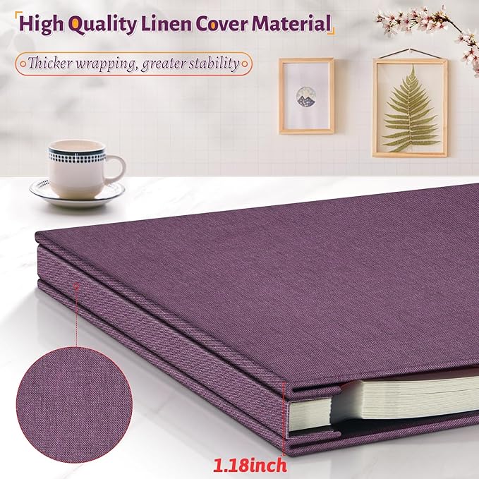 Photo Album Self Adhesive Scrapbook,Large Photo Book for 4x6,5x7,8x10 Pictures,DIY Album for Baby Wedding Family Travel Birthday,with Metallic Pen and Scraper