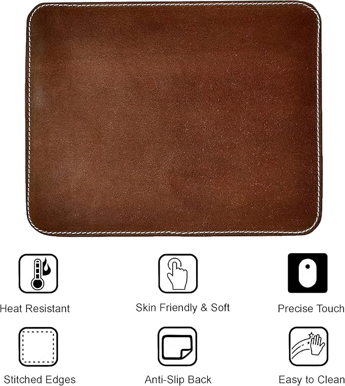 RUSTIC TOWN Leather Mouse Pads for Laptop Computer PC Gaming Apple Executive Work Desk Handmade Desk Mouse Mat