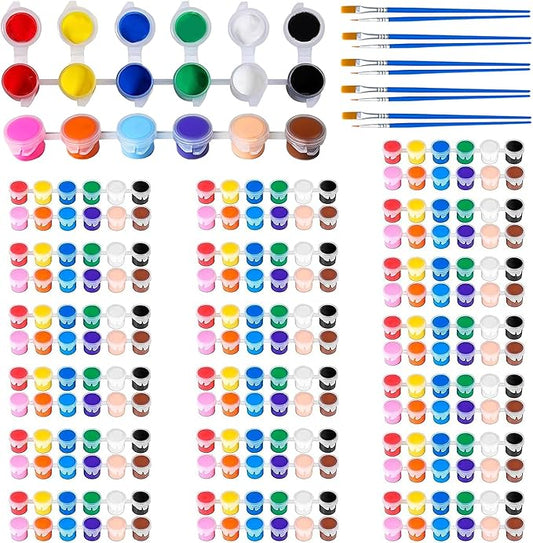 20 Pack Mini Acrylic Paint Set,12 Color Acrylic Paint Strips with 40Pcs Painting Brushes for Kids&Adults, 280 PCS Kids Paint Set Container Strips Storage for Home Classroom Party Favors Easter Gifts