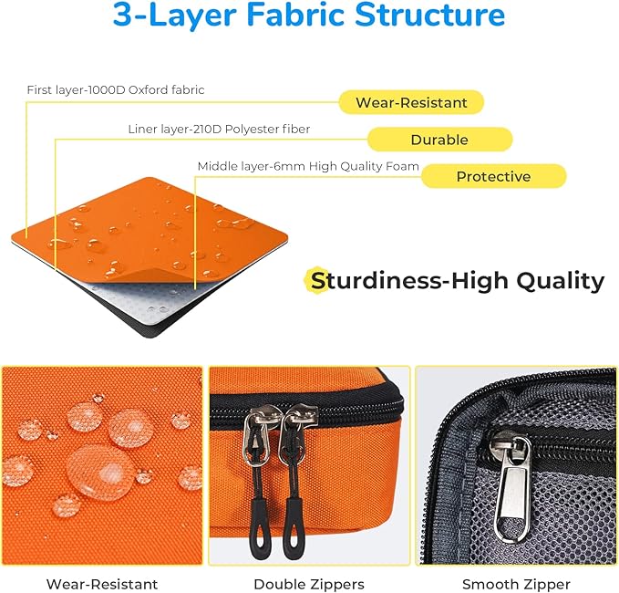 ECHSRT Pencil Case for Men Women, Large Pen Bag for Adults, Portable Pencil Pouch Aesthetic with Handle, Zipper Cases for Office Organizer Orange