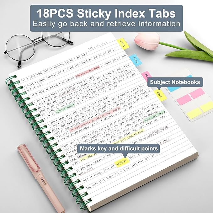 AHGXG Spiral Notebook College Ruled - Spiral Journal Perforated Notebook A4 8.5" x 11", 300 Pages Easy Tear Perforated Pages, 100GSM Thick Paper, Plastic Hardcover, for Writing Work School, Black